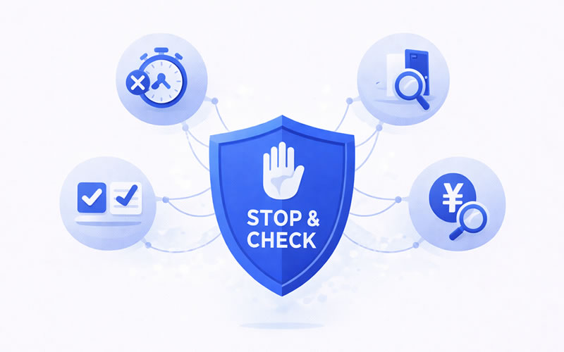 ダークパターンから自分を守る5つのチェックポイントのインフォグラフィック