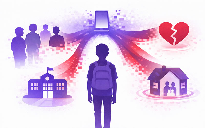 デジタルタトゥーが日常生活に与える影響：友人関係、学校、恋愛、家族への波及を図解