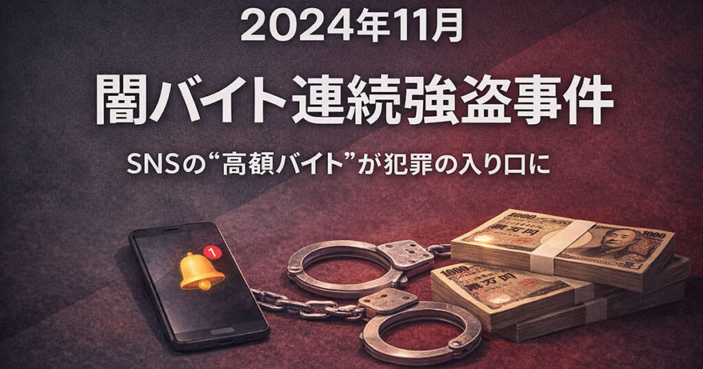 2024年闇バイト連続強盗事件 SNSの高額バイト募集が犯罪の入り口となった事件の教訓