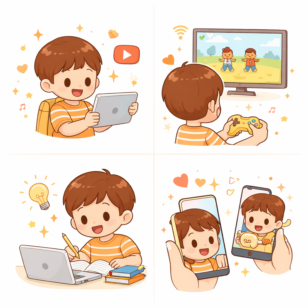 インターネットでできること：動画・ゲーム・勉強・友だちと話す