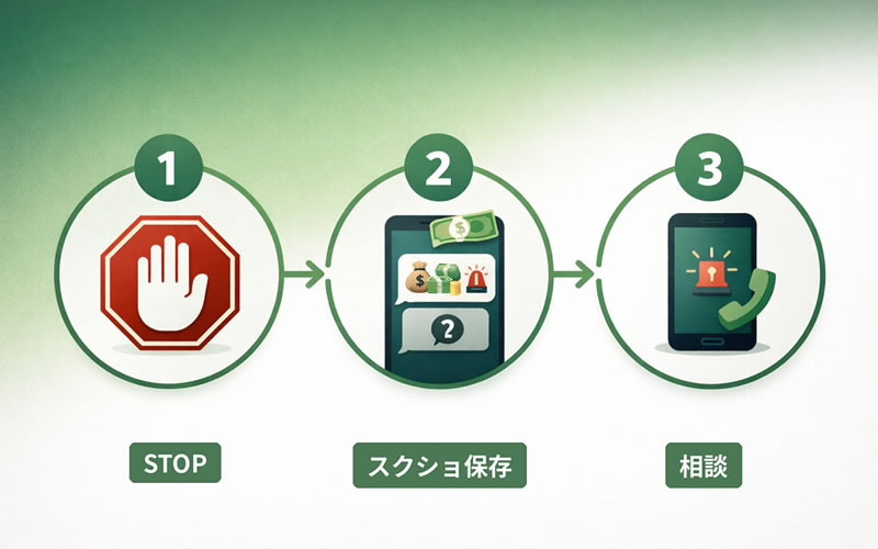 闇バイトに接触してしまった場合の対処法フロー