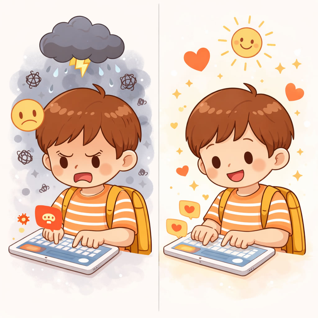 やさしい言葉と傷つく言葉の比較イラスト