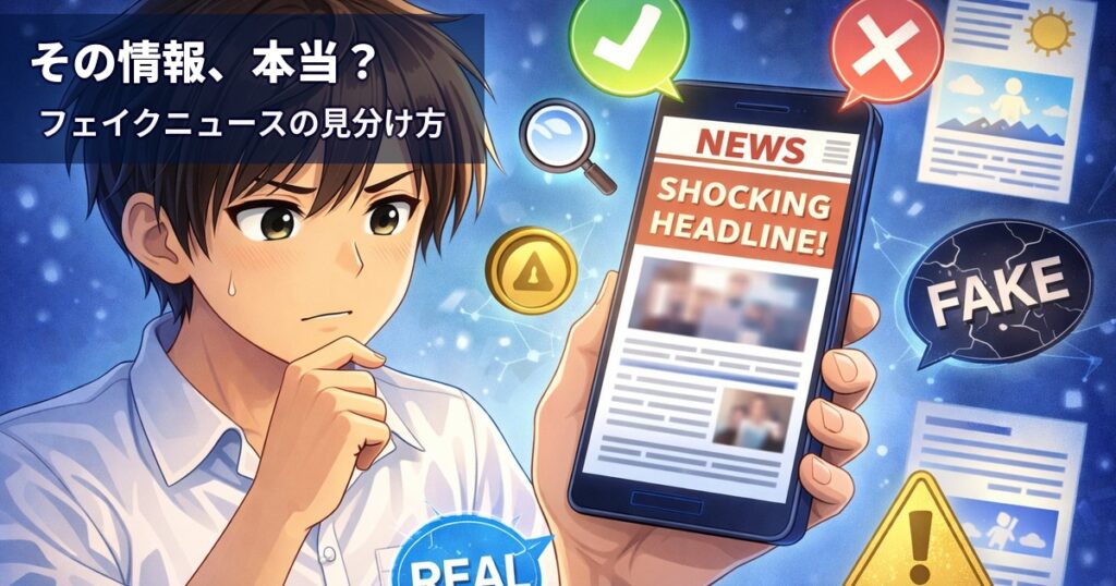「その情報、本当？」「フェイクニュースの見分け方」