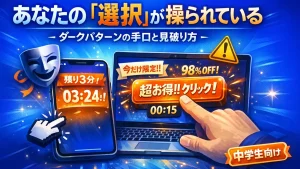 スマホを長時間見続ける中学生のイラスト｜スマホ依存セルフチェック