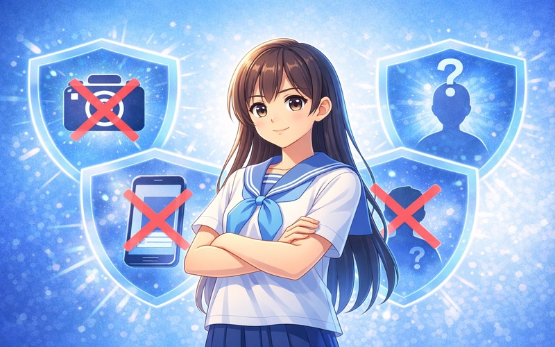 自分の身を守る方法を知って安心した表情の中学生のイラスト