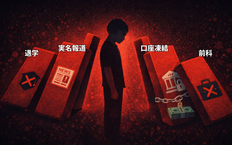 逮捕が将来の人生に与える影響を示すイラスト