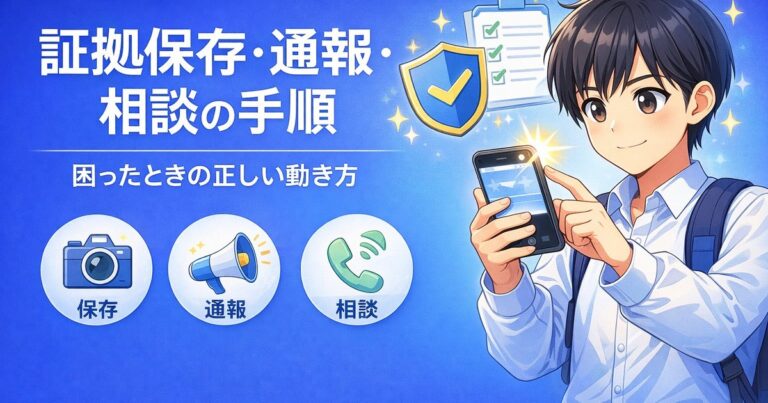 【中学生向け】 ネットで困ったらどうする？証拠保存・通報・相談の正しい手順