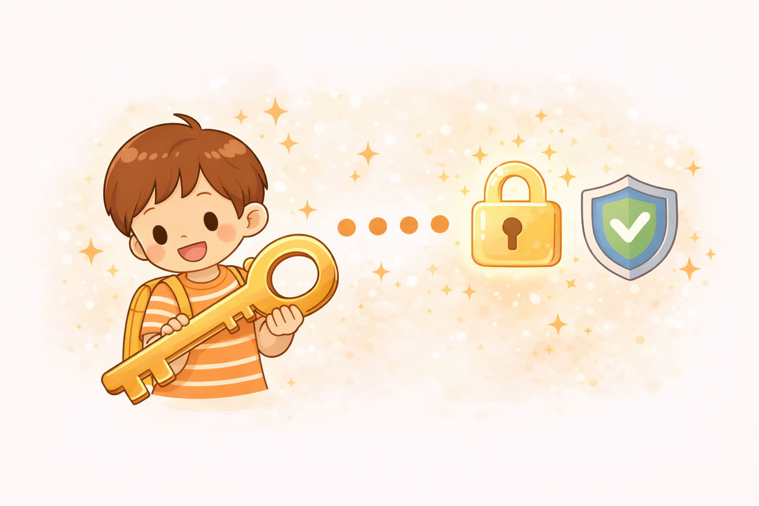 強いパスワードを作る子どものイラスト