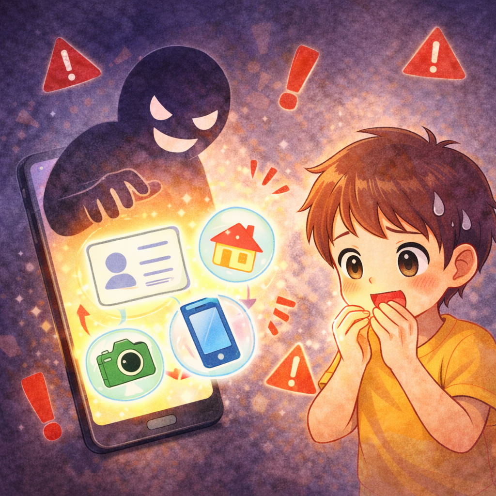 個人情報が悪用される危険なシーンのイラスト