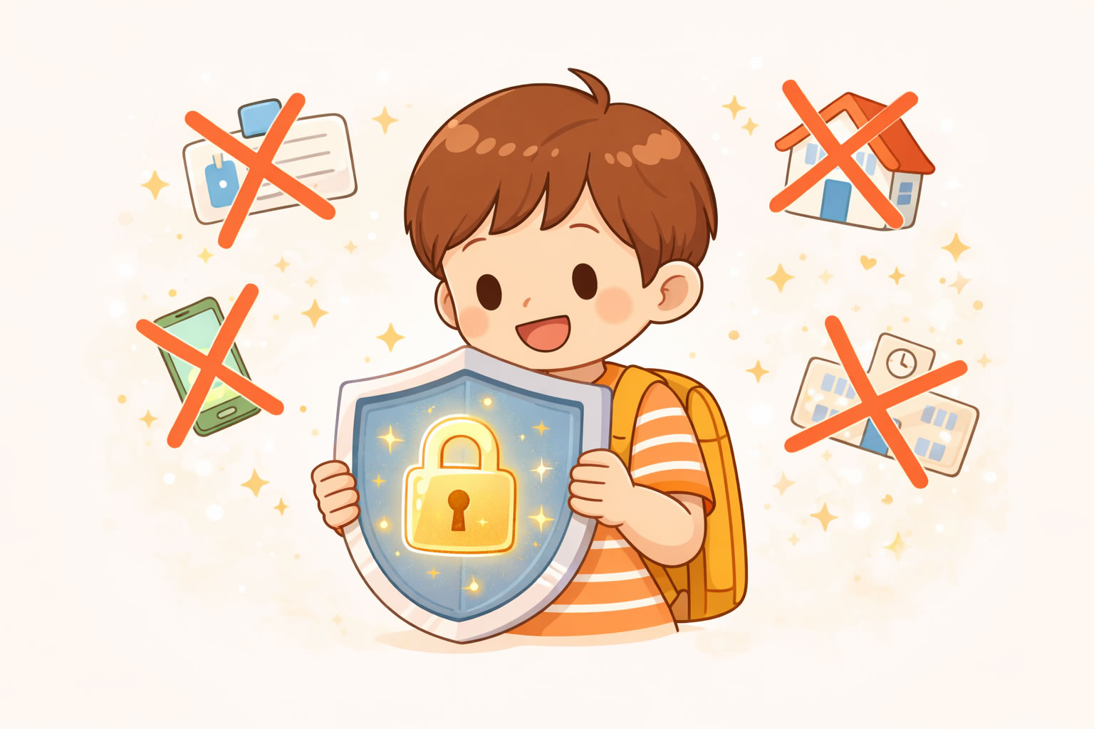 じぶんの情報をしっかり守る子どものイラスト