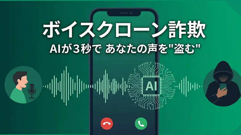ボイスクローン詐欺 AIがたった3秒であなたの声を盗む時代 高校生向け解説記事アイキャッチ