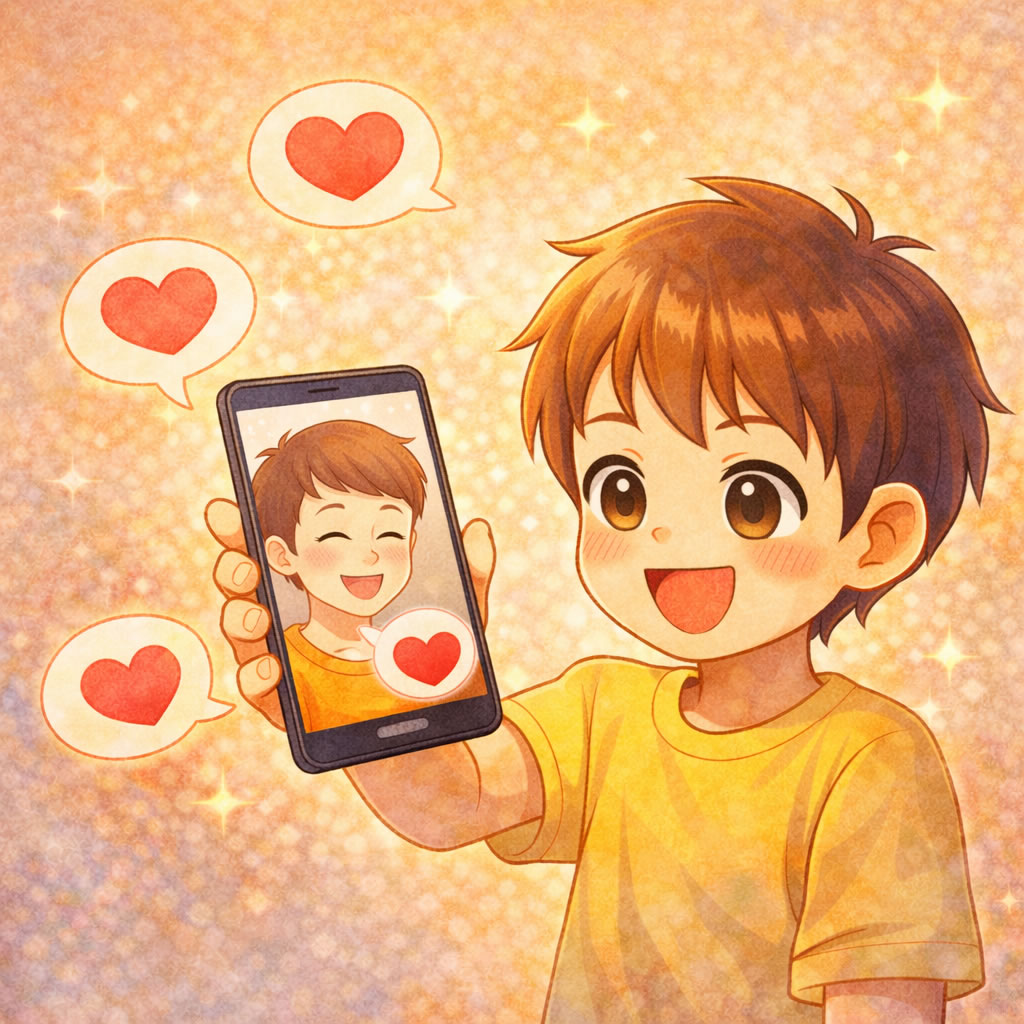 電話で相談する子どものイラスト