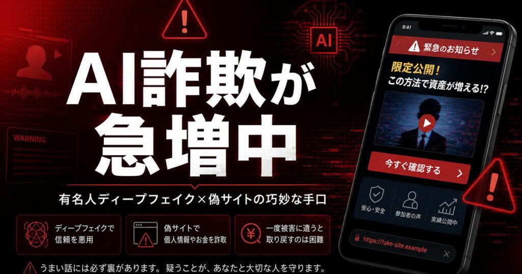 AI詐欺Nomaniの手口と対策を解説するニュース記事のアイキャッチ画像