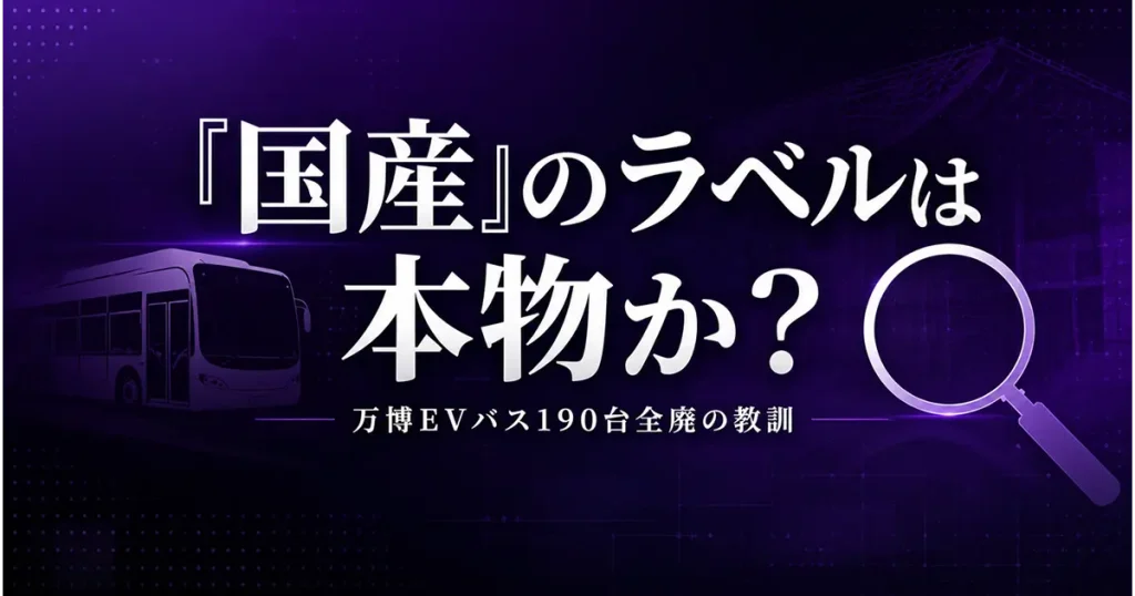 万博EVバス190台全廃──国産ラベルの裏側を解説するニュース記事のアイキャッチ