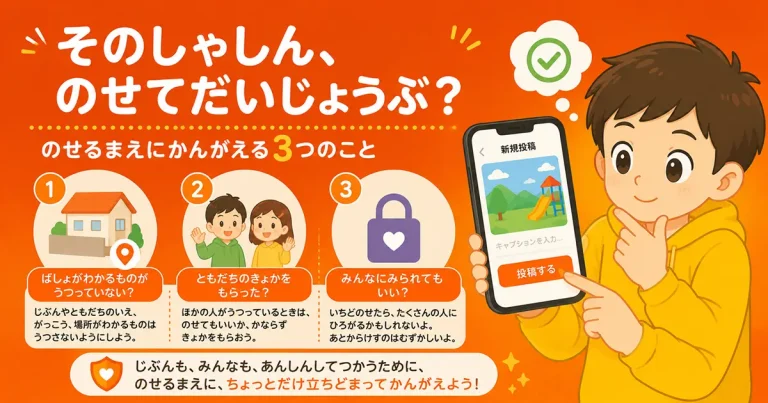 その写真、のせて大丈夫？ ネットに写真をのせるまえに考える3つのこと
