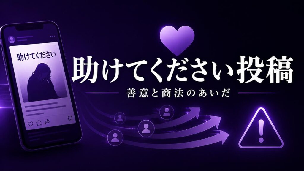 SNSの助けてください投稿の是非を解説するニュース記事のアイキャッチ