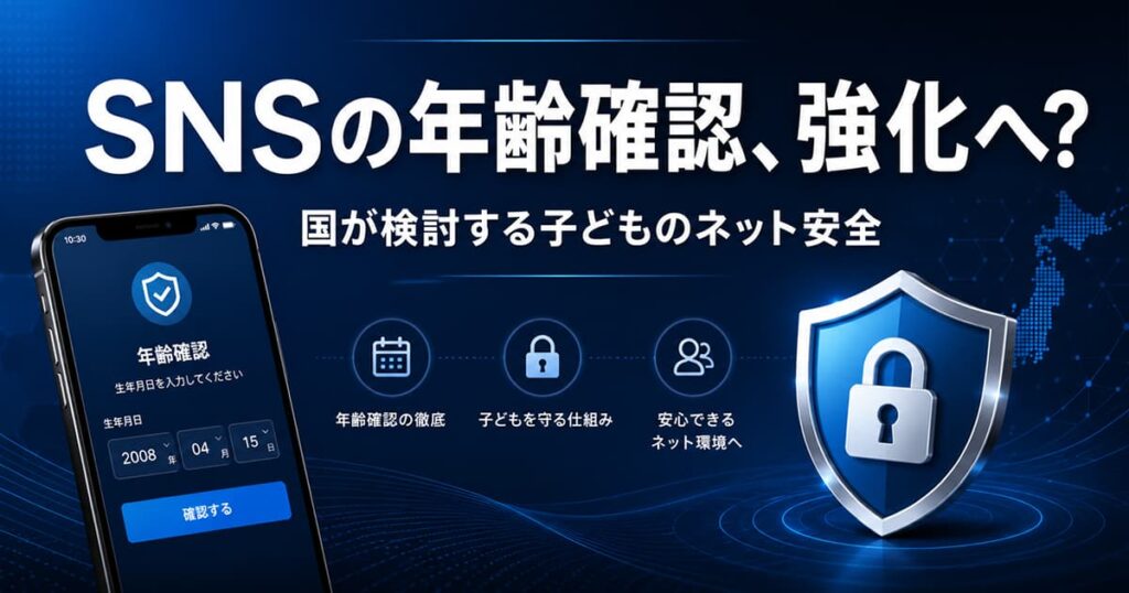 NSの年齢確認の強化を検討するこども家庭庁の動きを示すニュースバナー